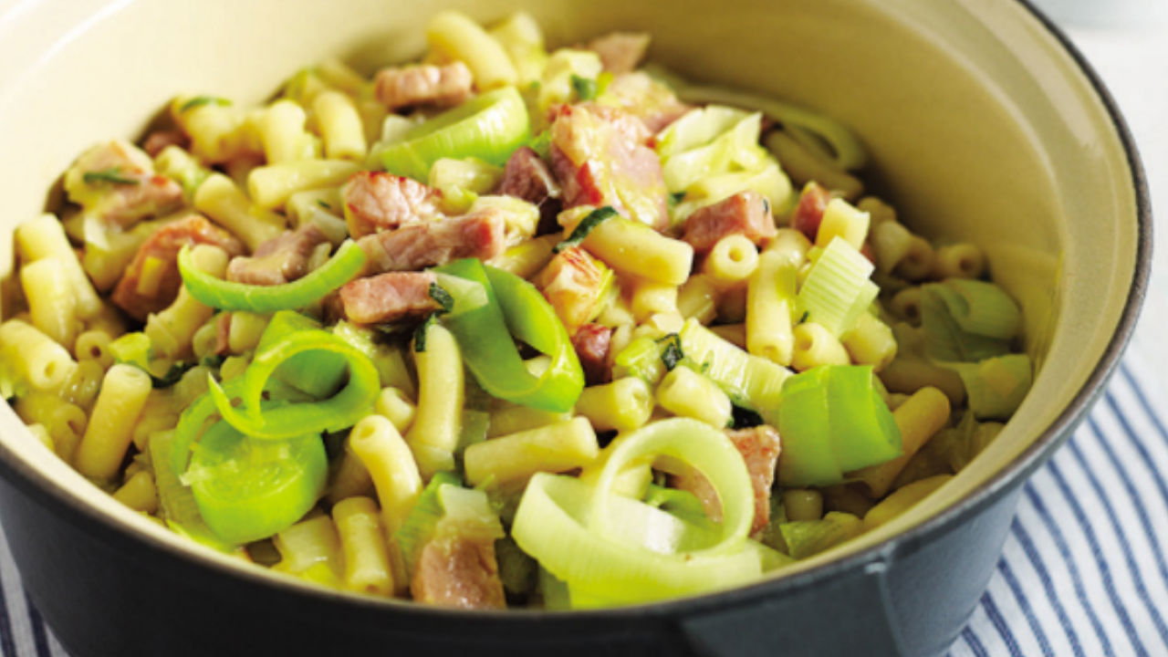 Creamy leek and Ham Tagliatelle