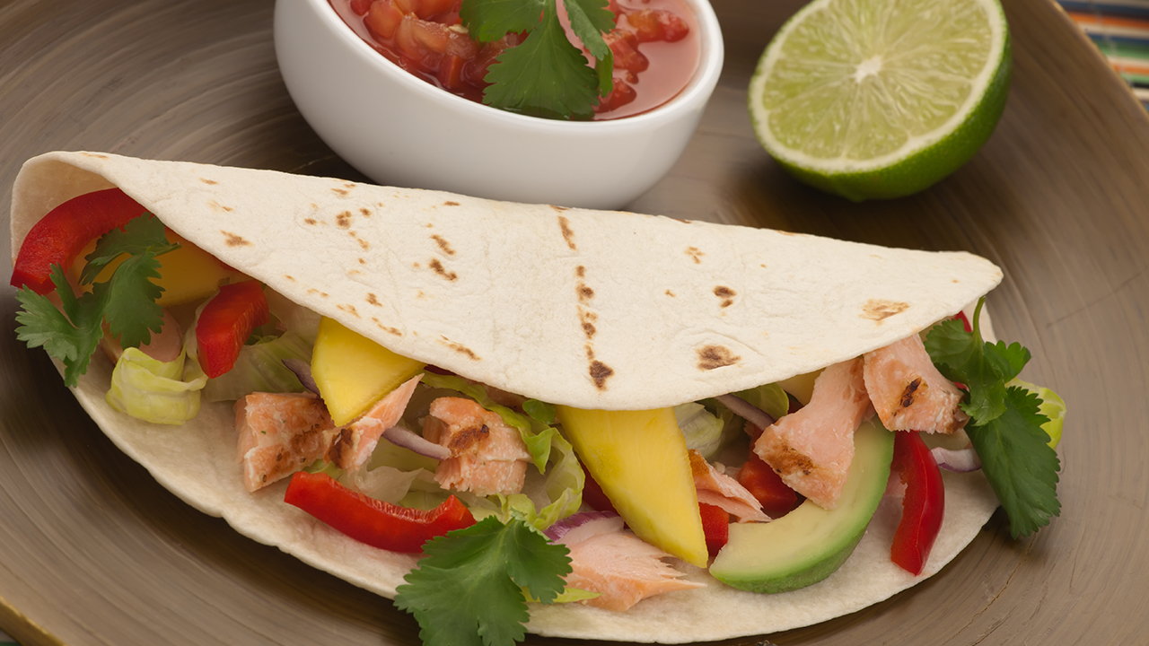 Cajun Salmon tacos with home-made tortilla wraps