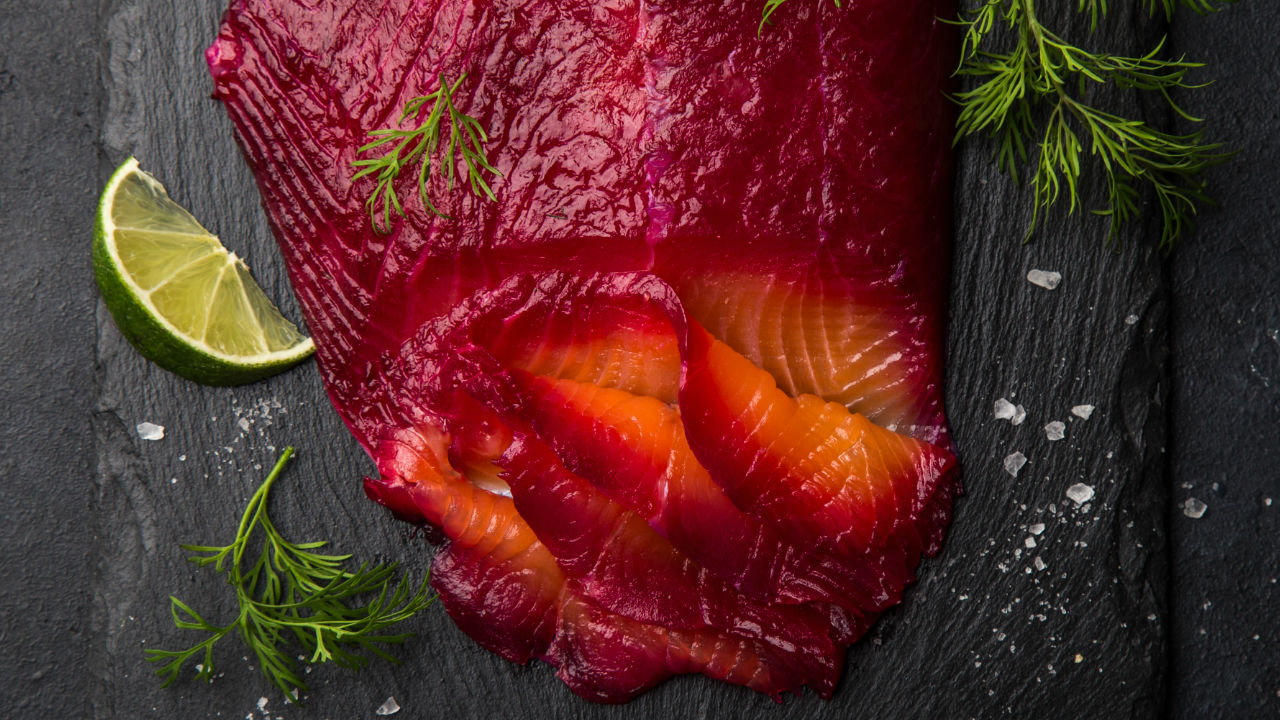 Beetroot and Gin Cured Salmon