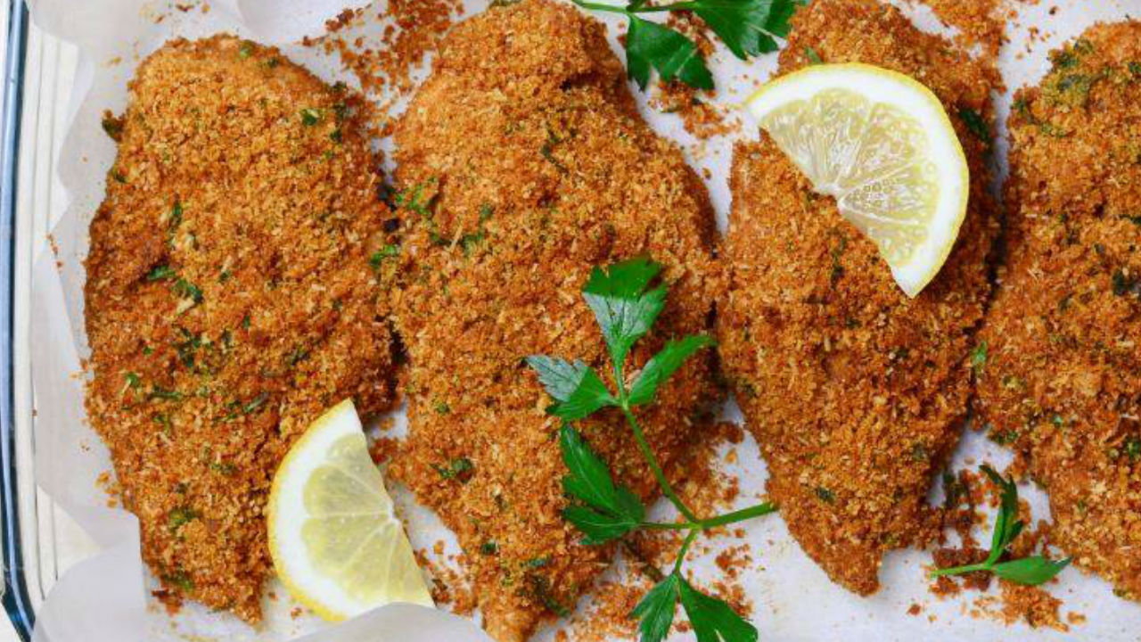 Mozzarella stuffed chicken topped with a chorizo crumb